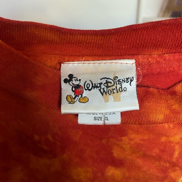 VTG Walt Disney World Pirates of the Caribbean Tie-Dye Long Sleeve Tee Orange XL - Picture 8 of 9